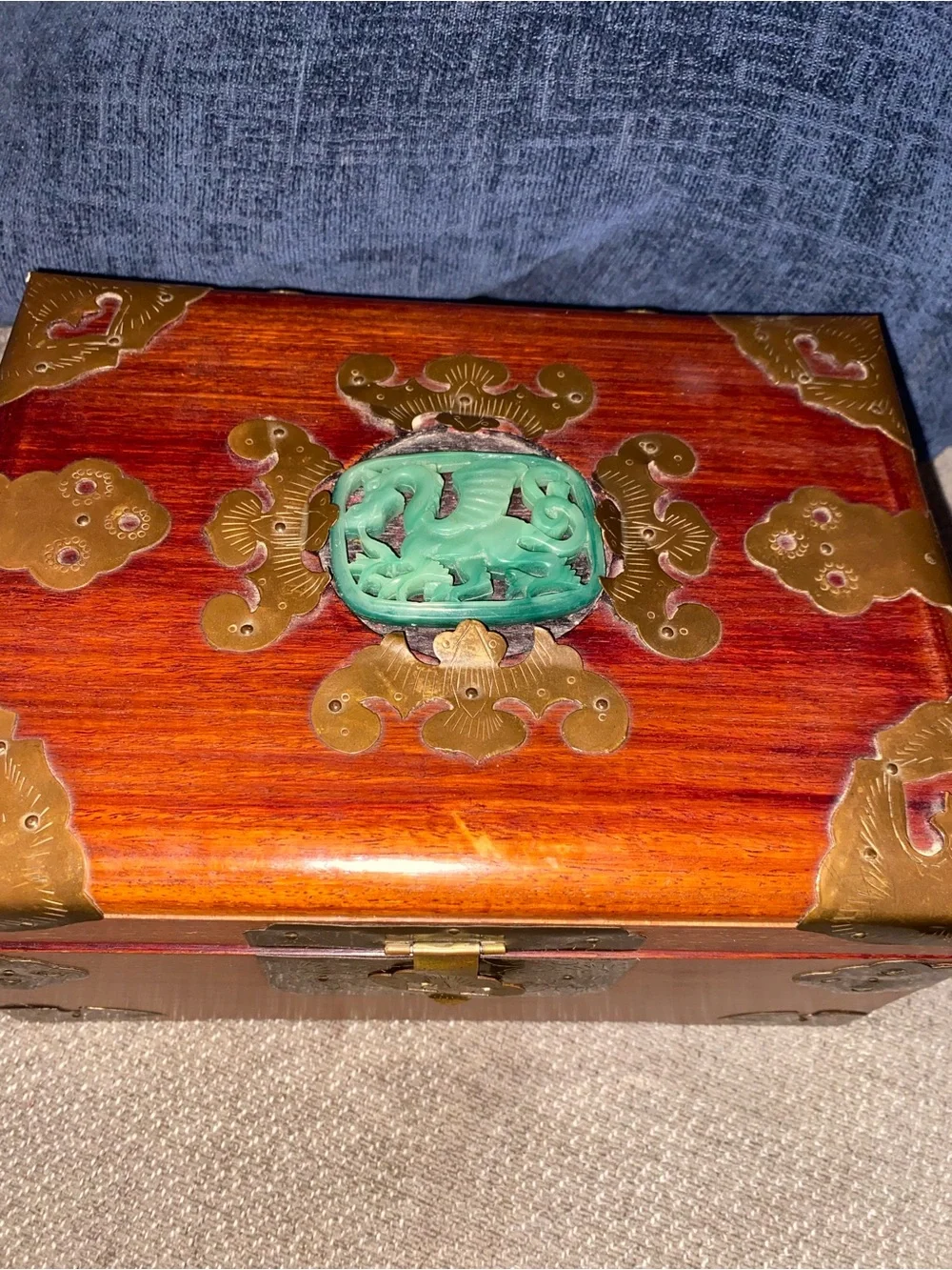 8 Other Reasons Wooden Jewelry Box with Turquoise Accent and Brass Hardware